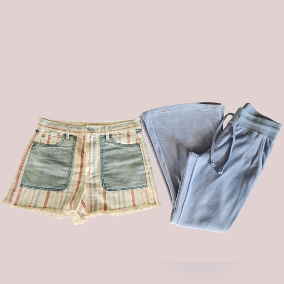 Nwot American Eagle Shorts Size 8 And Blue Velvet Pants Size Medium Short - Picture 1 of 3